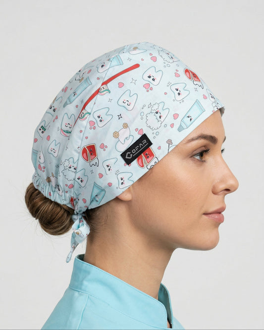 Calot Chirurgical – Motifs Dentaires (Nœud Ajustable)